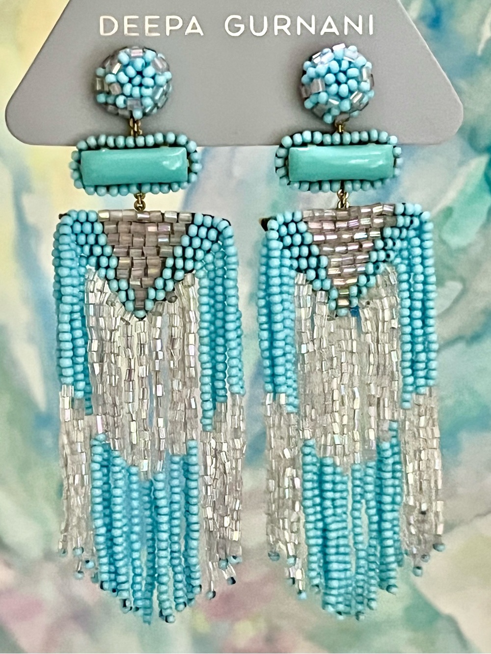NWT Deepa Gurnani Beaded Fringe Chandeliers - Picture 7 of 17